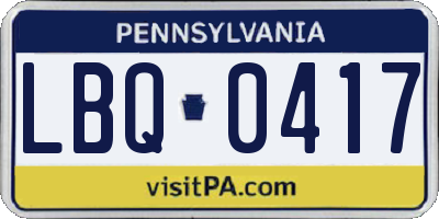 PA license plate LBQ0417