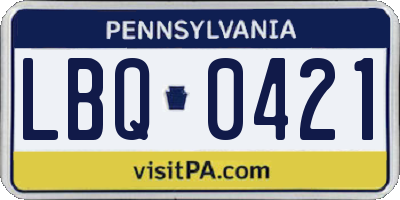 PA license plate LBQ0421