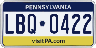 PA license plate LBQ0422