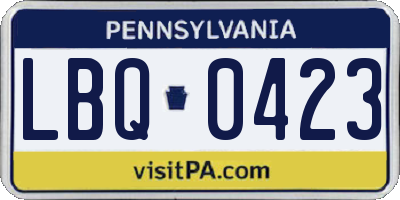 PA license plate LBQ0423