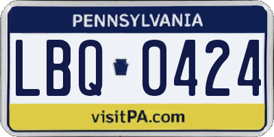 PA license plate LBQ0424