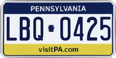 PA license plate LBQ0425