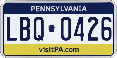PA license plate LBQ0426