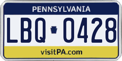 PA license plate LBQ0428
