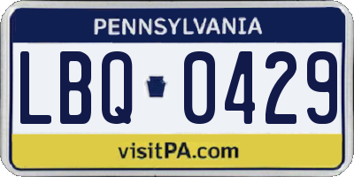PA license plate LBQ0429