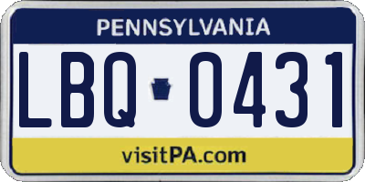 PA license plate LBQ0431