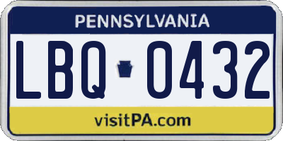 PA license plate LBQ0432