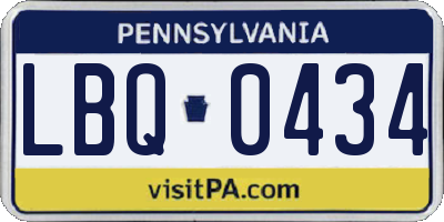 PA license plate LBQ0434