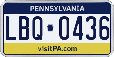 PA license plate LBQ0436