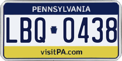 PA license plate LBQ0438