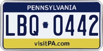 PA license plate LBQ0442