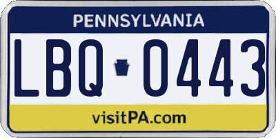 PA license plate LBQ0443