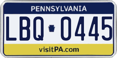 PA license plate LBQ0445