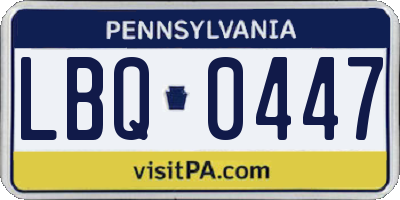 PA license plate LBQ0447