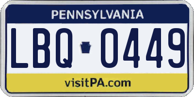 PA license plate LBQ0449