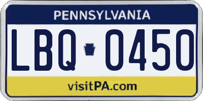 PA license plate LBQ0450