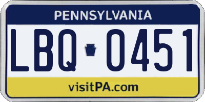 PA license plate LBQ0451