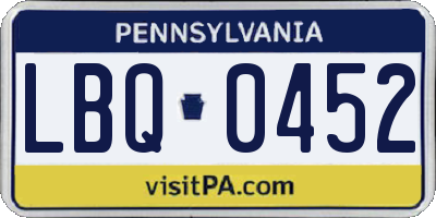 PA license plate LBQ0452