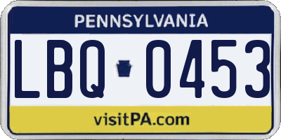 PA license plate LBQ0453