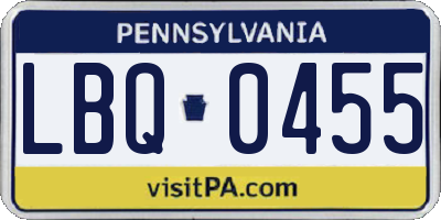 PA license plate LBQ0455