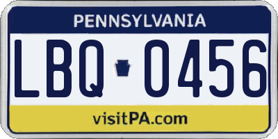 PA license plate LBQ0456