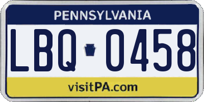 PA license plate LBQ0458