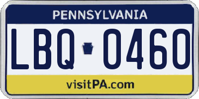 PA license plate LBQ0460