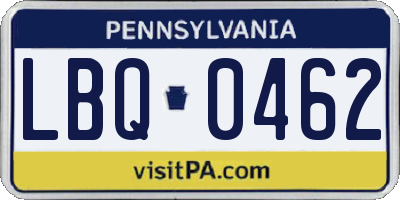 PA license plate LBQ0462