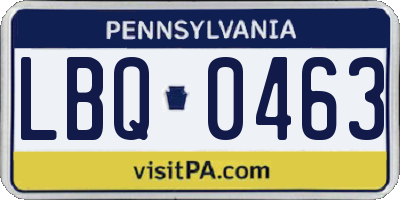 PA license plate LBQ0463