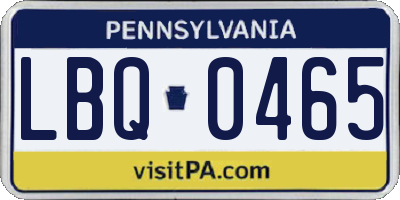 PA license plate LBQ0465