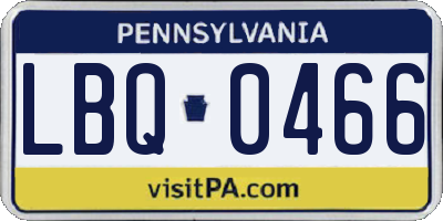 PA license plate LBQ0466