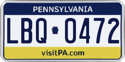 PA license plate LBQ0472