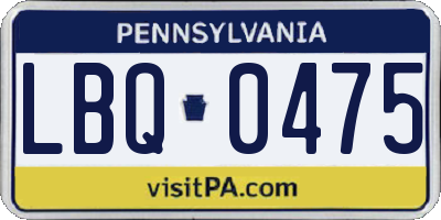PA license plate LBQ0475