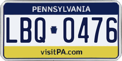 PA license plate LBQ0476