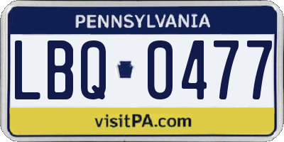 PA license plate LBQ0477
