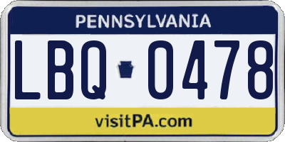 PA license plate LBQ0478