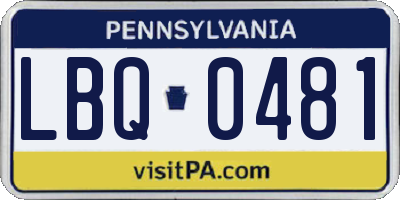 PA license plate LBQ0481