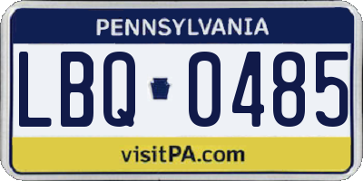 PA license plate LBQ0485