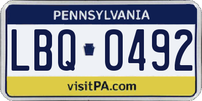 PA license plate LBQ0492