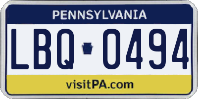 PA license plate LBQ0494