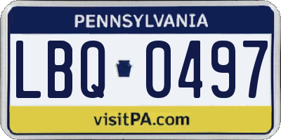 PA license plate LBQ0497
