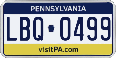 PA license plate LBQ0499