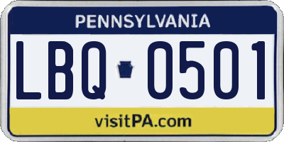 PA license plate LBQ0501