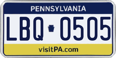 PA license plate LBQ0505