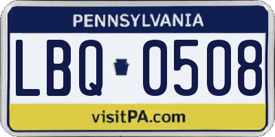PA license plate LBQ0508