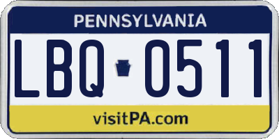 PA license plate LBQ0511