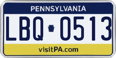 PA license plate LBQ0513