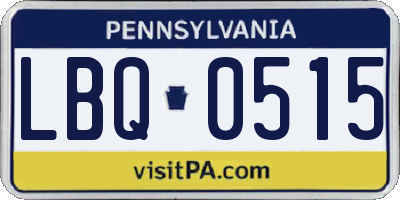 PA license plate LBQ0515
