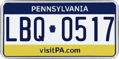 PA license plate LBQ0517