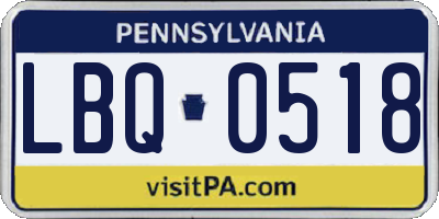 PA license plate LBQ0518